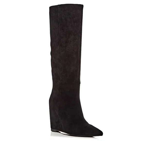 Jeffrey Campbell Women's Katerina Wedge Heel Boots Black Suede Size 10 MSRP $275 - Picture 1 of 11
